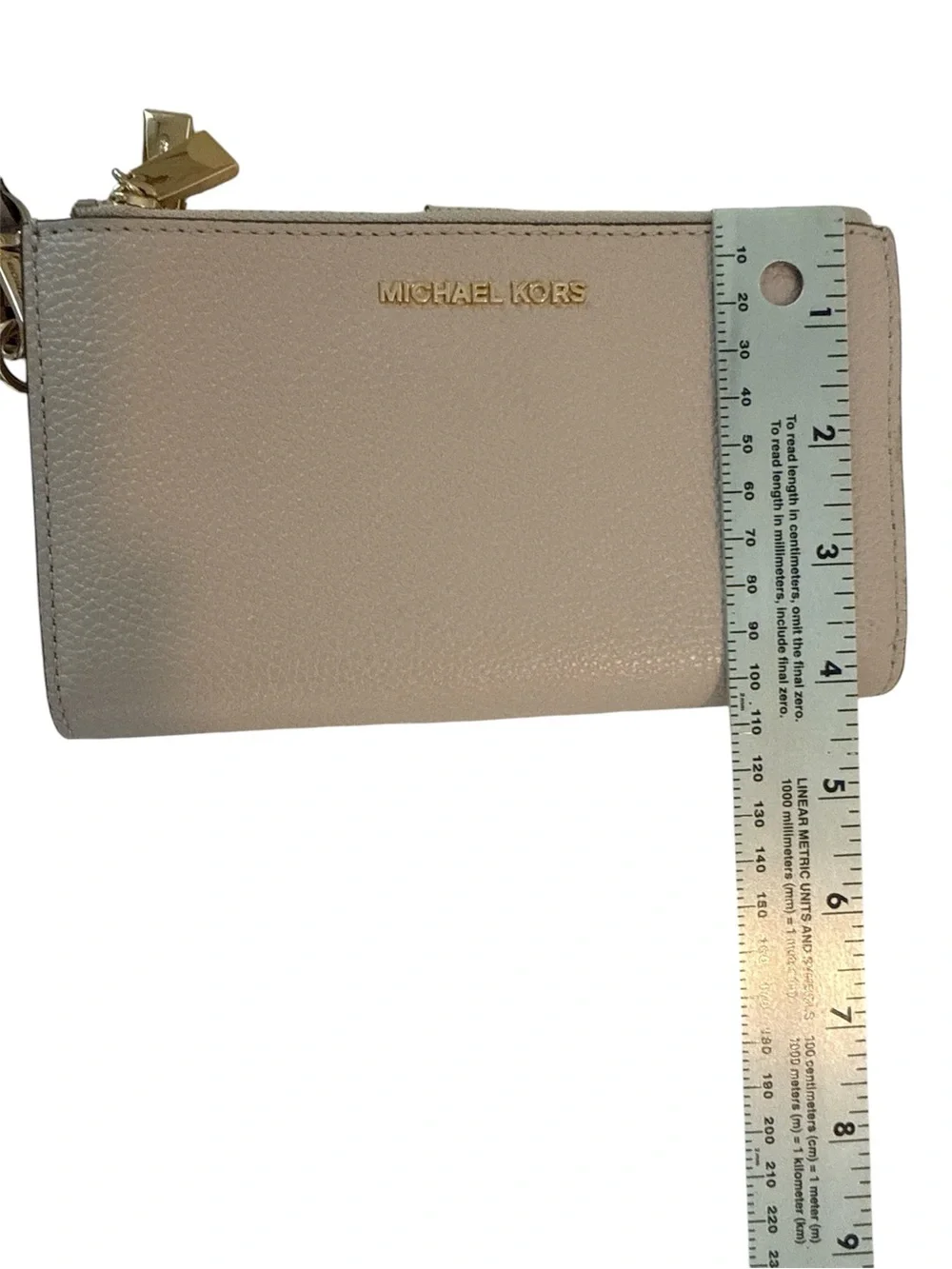👛Michael Kors Pebbled Leather Double Zip Wristlet Wallet Clutch Light Blush Nude